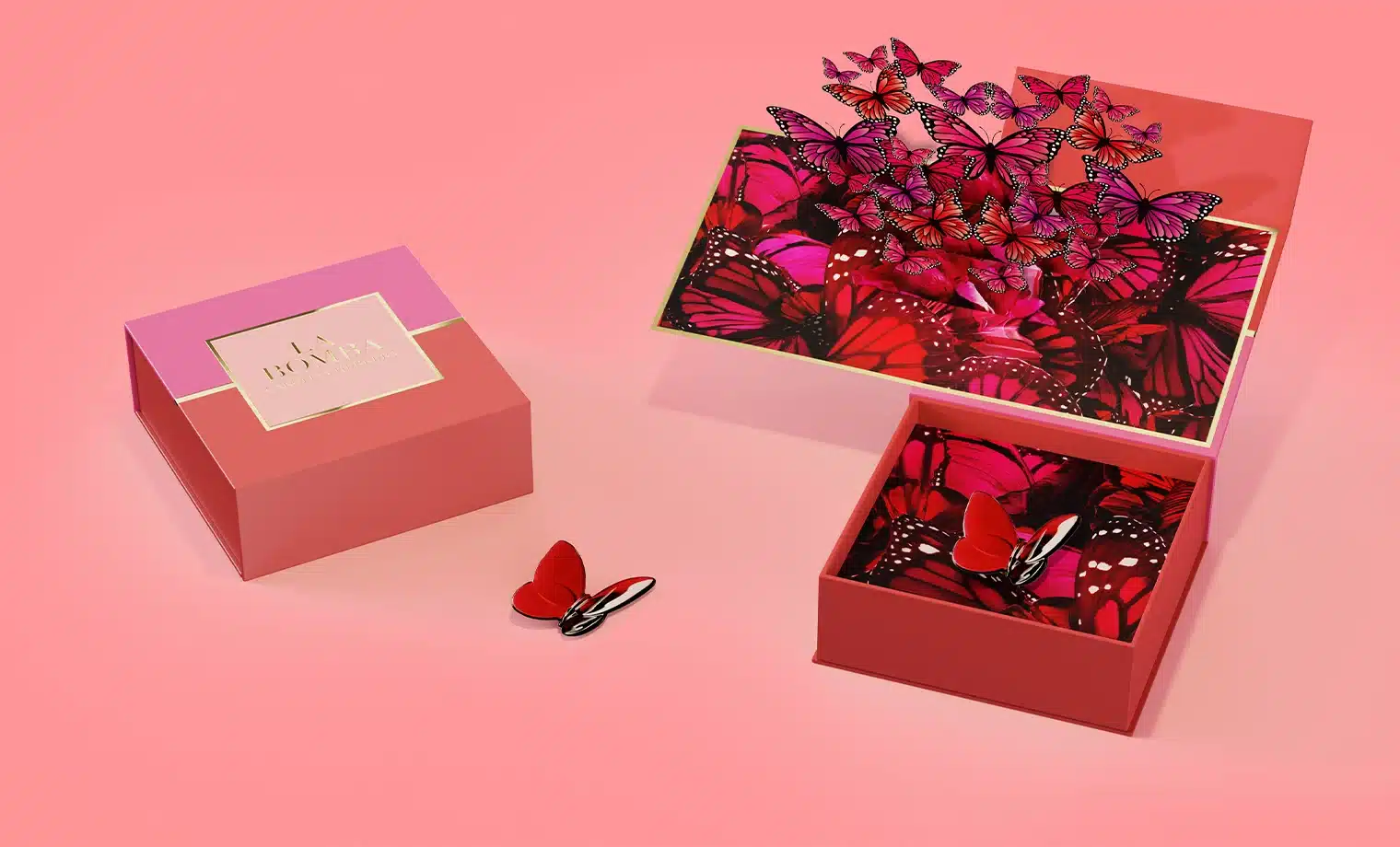 boite papillon ouvert fermé avec cadeau