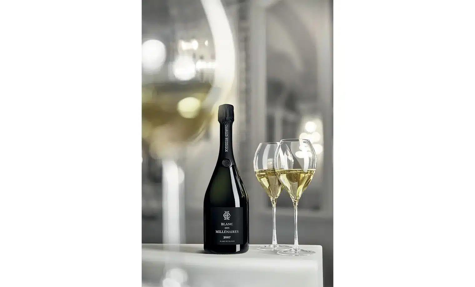 KV blanc des millénaires photoshoot 2 verres champagne